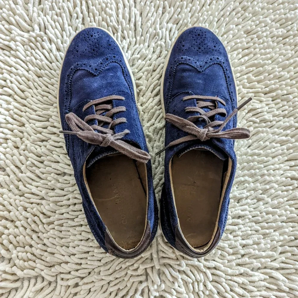 Cole Haan mens C13806 Joshua wingtip blue suede Oxford shoes